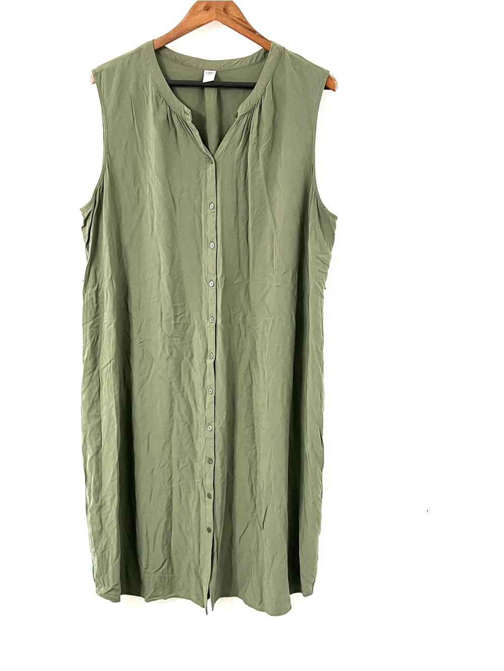 Old Navy XXL Olive Green Sleeveless Button Front Midi Dress